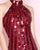 Mac Duggal - 4758N Sequined Embellished Halter Style Cocktail Dress in Red