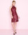 Mac Duggal - 4758N Sequined Embellished Halter Style Cocktail Dress in Red