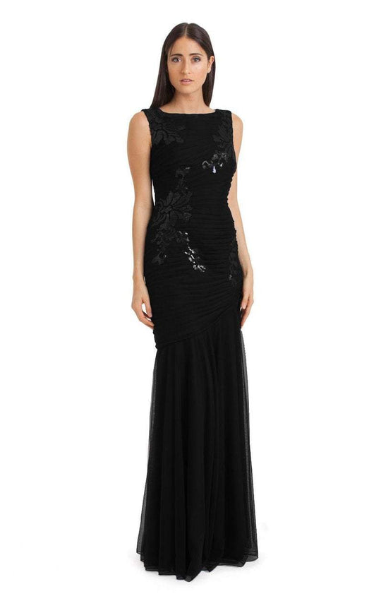 JS Collections - 864259 Sleeveless Floral Sequined Trumpet Gown in Black