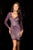 Scala - Sequined Plunging V-neck Dress 47693 in Wine