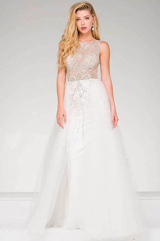 Embellished Sheer Bodice Prom Dress 47717