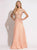 Beaded Lace Ruched Waist Evening Dress 90644