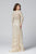 Primavera Couture - 3369 Jewel Long Sleeves Evening Gown In Neutral and Silver