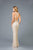 Scala - 48946 Sequined Midriff Cutout Long Sheath Gown In Neutral