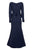 Nero By Jatin Varma - 480160 Long Sleeve Rosette Accent Peplum Gown In Blue