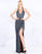 Mac Duggal Prom - 4803M Plunging Halter Bead-Fringed High Slit Gown In Gray