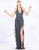 Mac Duggal Prom - 4803M Plunging Halter Bead-Fringed High Slit Gown In Gray