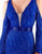 Mac Duggal Prom - 4804M Split Bishop Sleeve Plunging Beaded Gown In Blue