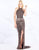 Mac Duggal Prom - 4806M High Halter Fringed Evening Gown in Black and Multi-Color