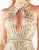 Mac Duggal Prom - 4805M Beaded High Halter Keyhole Gown In Nude and Gold
