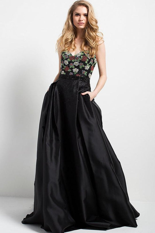 48066 Multi-Color Embellished Strapless Ballgown