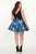 Rachel Allan - 4810 Jersey Deep V-neck Brocade A-line Dress In Black and Blue