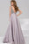 Two Toned Crystal Beaded Bodice V Back Full A Line Gown 48102