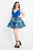 Rachel Allan - 4810 Jersey Deep V-neck Brocade A-line Dress In Blue