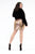 Rachel Allan - 4811 Sequined Deep V-neck Dress With Faux Fur Jacket In Black and Gold