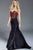 48122 Crimson Floral Embroidered Strapless Mermaid Gown