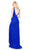 Mac Duggal Flash - 4816L Beaded Lace V-Neck Gown with Slit in Blue