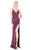 Mac Duggal Flash - 4817L High Slit Allover Beaded Sheath Gown in Purple