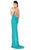 Mac Duggal Flash - 4817L High Slit Allover Beaded Sheath Gown in Green