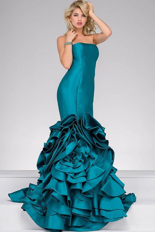 48200A Semi-Sweetheart Ruffled Mermaid Dress
