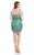 Rachel Allan Curves - 4828 Bedazzled Plunging V-neck Fitted Dress In Green and Neutral