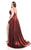 Rachel Allan Curves - 4831 Ruched Plunging Vneck Romper with Overskirt In Red