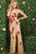 48315 Multicolor Floral Beaded High Slit Evening Dress