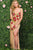 48315 Multicolor Floral Beaded High Slit Evening Dress
