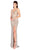 Mac Duggal - Sequined V-Neck High Slit Evening Gown 4834L In Gold and Gray