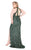 Mac Duggal Fabulouss - 4835F Sequined Halter Sheath Dress With Slit in Green