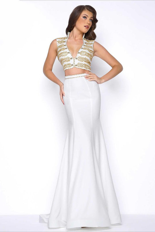 Mac Duggal - Prom Style 48449M in White and Gold