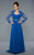 Lara Dresses - Long Sleeved Lace Queen Anne A-Line Gown 32251 in Blue