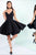 Ieena Duggal  -  48478I Classic V-Neck Flutter Dress in Black