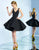 Ieena Duggal  -  48478I Classic V-Neck Flutter Dress in Black
