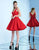 Ieena Duggal  -  48478I Classic V-Neck Flutter Dress in Red