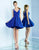 Ieena Duggal  -  48478I Classic V-Neck Flutter Dress in Blue