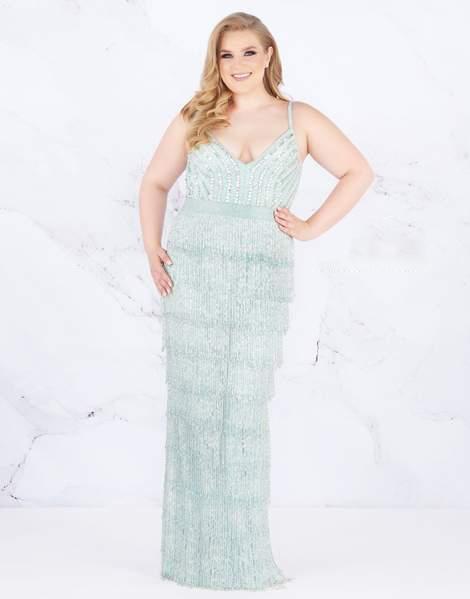 Mac Duggal Fabulouss - 4855F Embellished and Layered Sheath Dress In Green