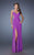 La Femme - Shimmering Ruched with Side Cutouts Evening Gown 19729 In Purple