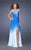 La Femme - 19752 Ombre V-neck Chiffon A-line Dress In Blue