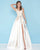Mac Duggal - 48630H Sleeveless Beaded V-Neck High Slit Ballgown In White