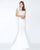 Mac Duggal - 48655M Cap Sleeve Crystal Ornate Two-Piece Gown In White