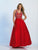 Dave & Johnny - A4868 Sequined Plunging Tulle Gown in Red