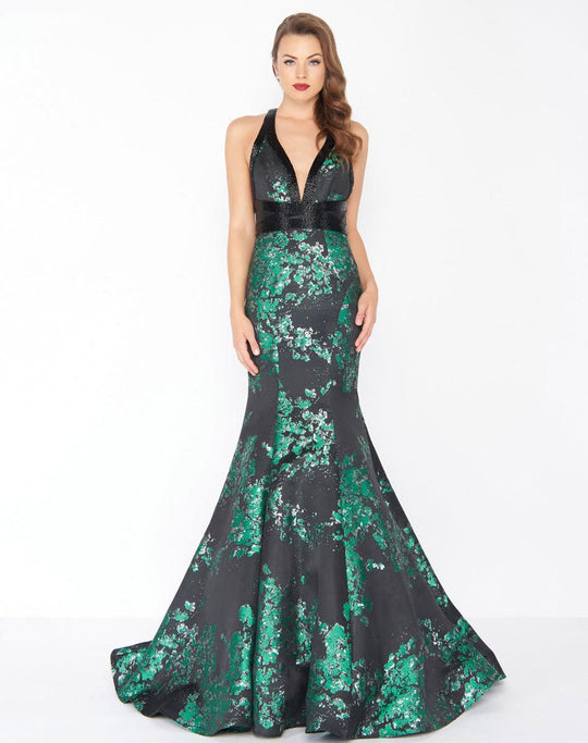 Mac Duggal - 48727R Plunging Fitted Mermaid Gown In Green