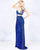 Cassandra Stone - 4872A Bedazzled Halter Sheath Dress With Train In Blue