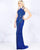 Cassandra Stone - 4872A Bedazzled Halter Sheath Dress With Train In Blue