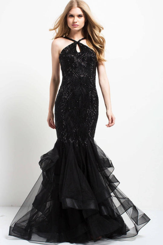 48732 Embellished Halter Mermaid Gown