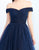 Ieena Duggal - 48778I Tulle Off Shoulder A-Line Evening Gown in Blue