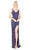 Mac Duggal Flash - 4877L Embellished Fitted V-Neck Evening Gown in Multi-Color