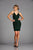Scala - 48782 Fitted String Strapped Sequin Dress in Forest Green