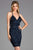 Scala - 48782 Fitted String Strapped Sequin Dress in Navy